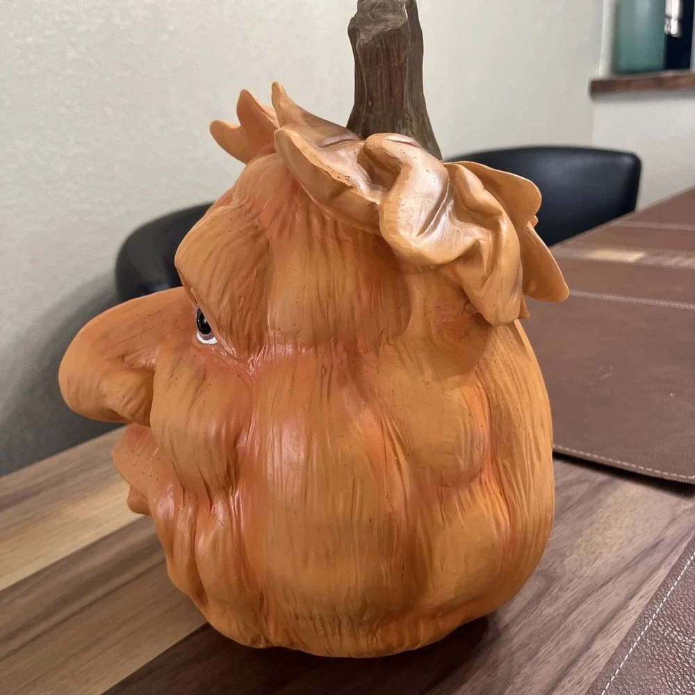 Martha Stewart Ugly Face Anthropomorphic Halloween Pumpkin with Leaves Figurine